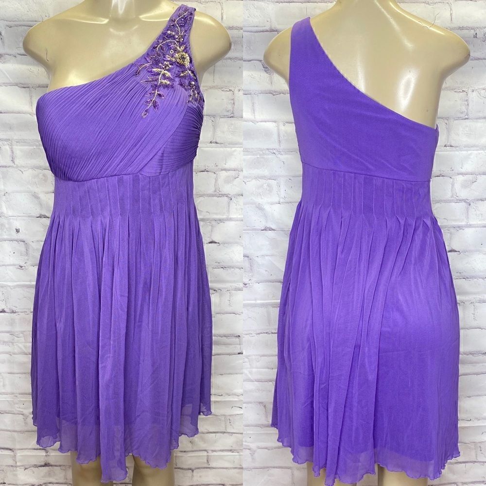 Sue Wong Purple Embellished One Shoulder Knee Length dress size 6